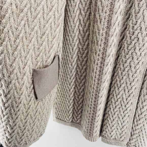 Aran Crafts Cardigan Sweater Women Ireland Merino Wool Neutral LONG Edge to Edge - Picture 11 of 16
